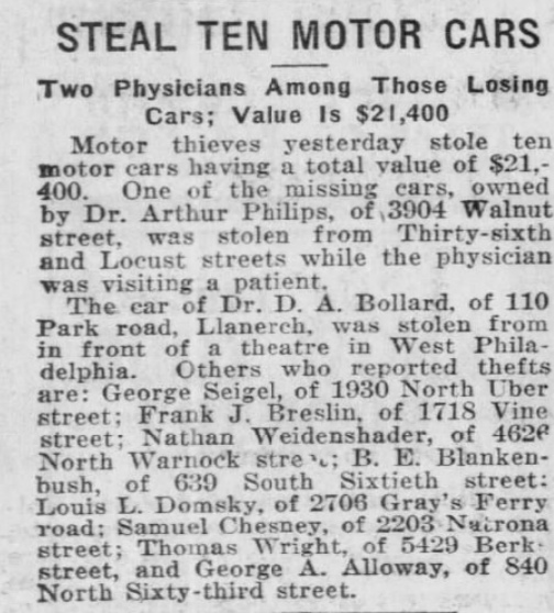 Bolards' car stolen